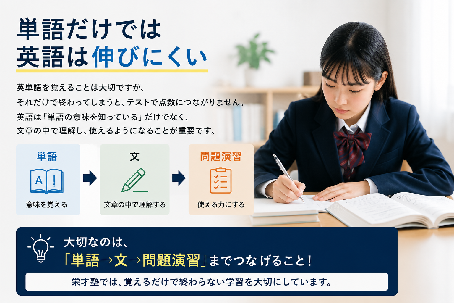 単語だけでは英語は伸びにくい